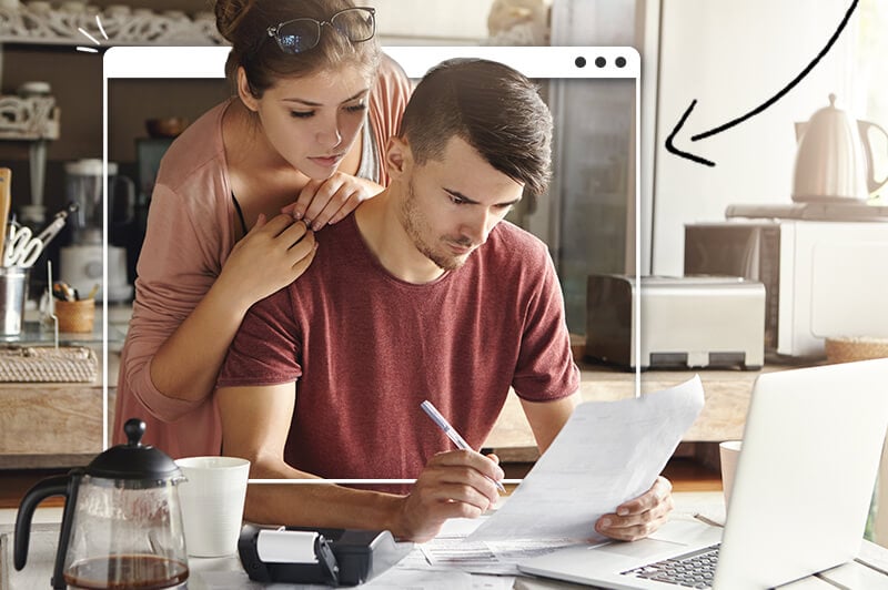 Man and woman doing taxes