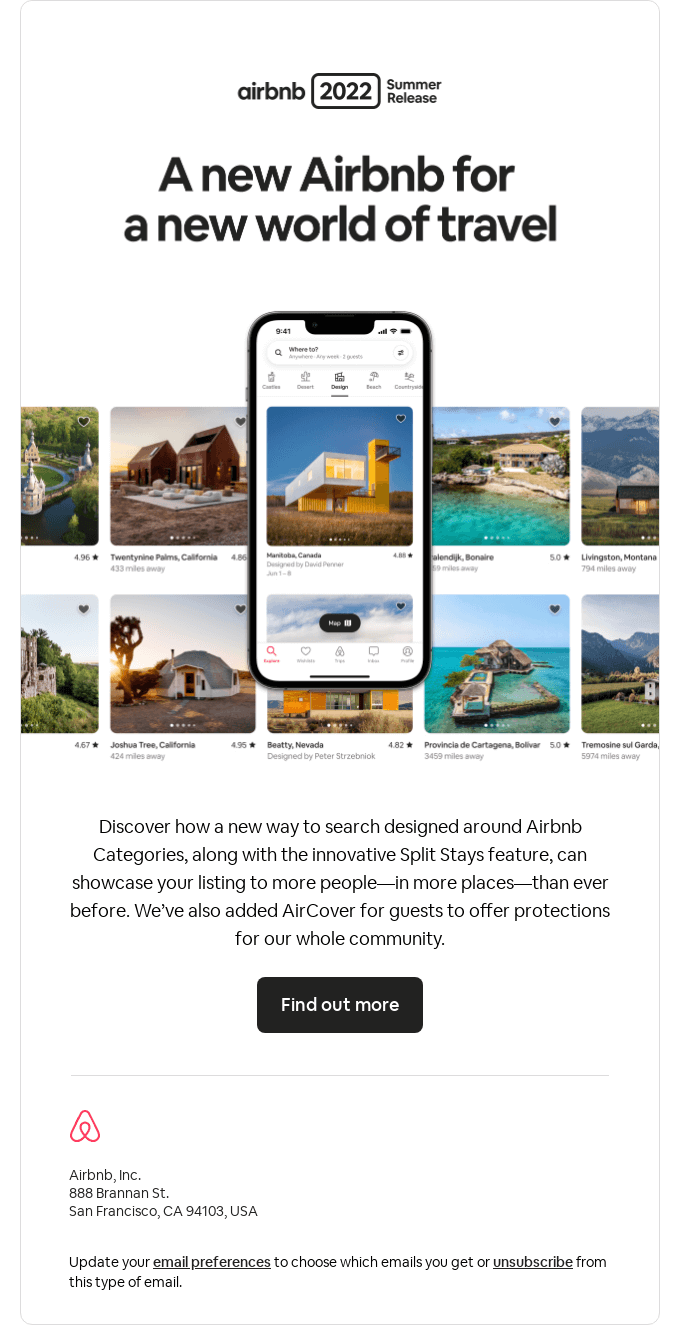 Airbnb email example