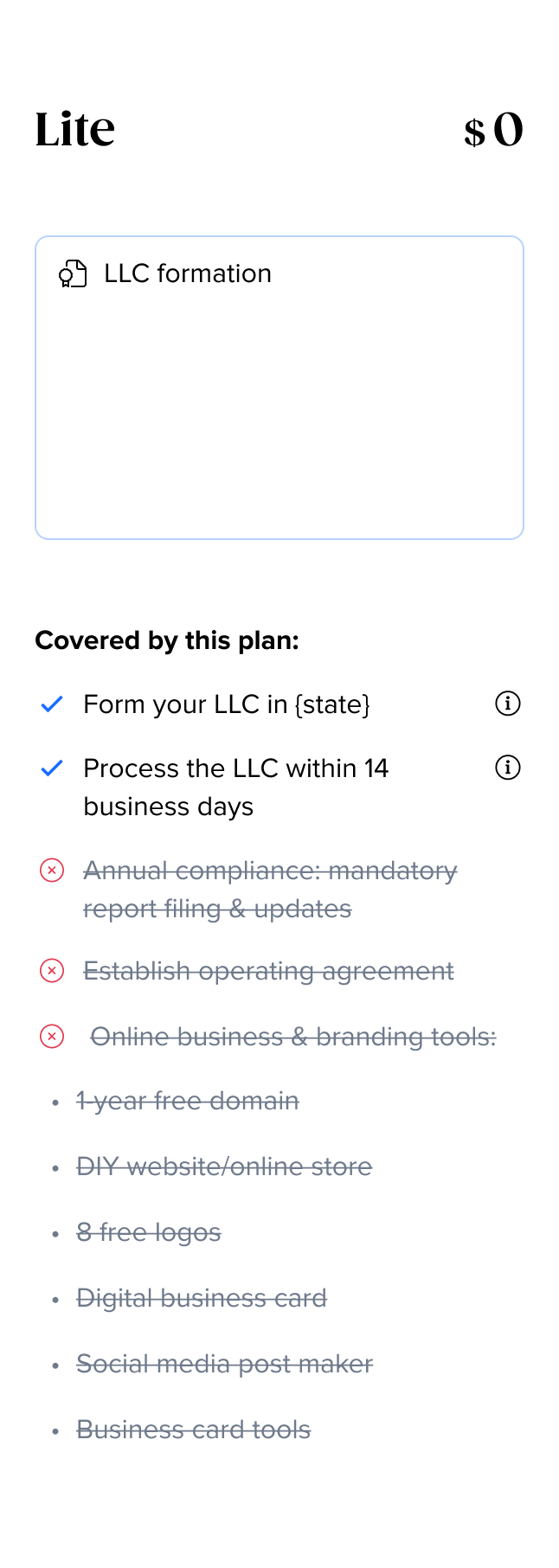 Tailor Brands LLC Lite Plan pricing full breakdown