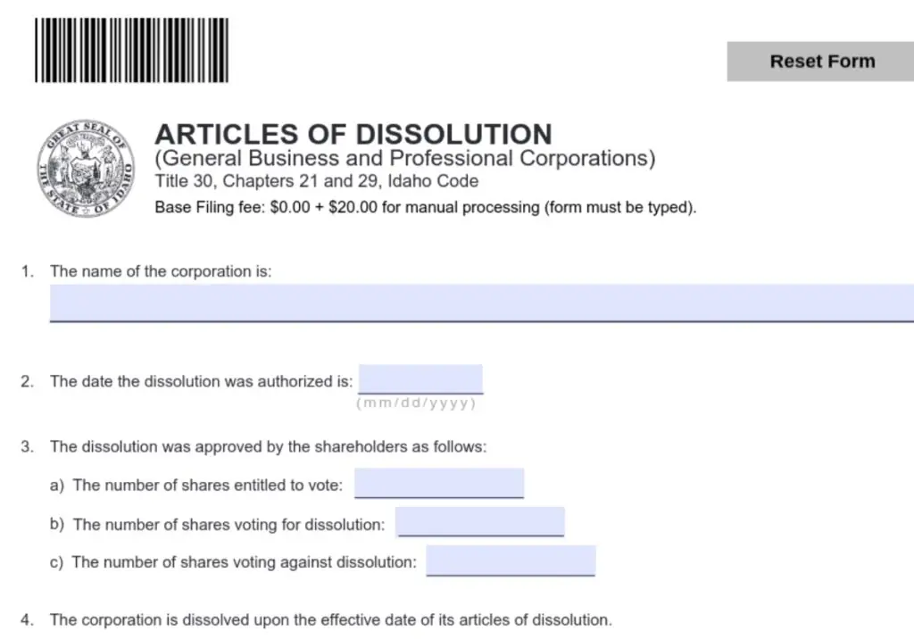 Idaho-specific rules for voting to dissolve your LLC