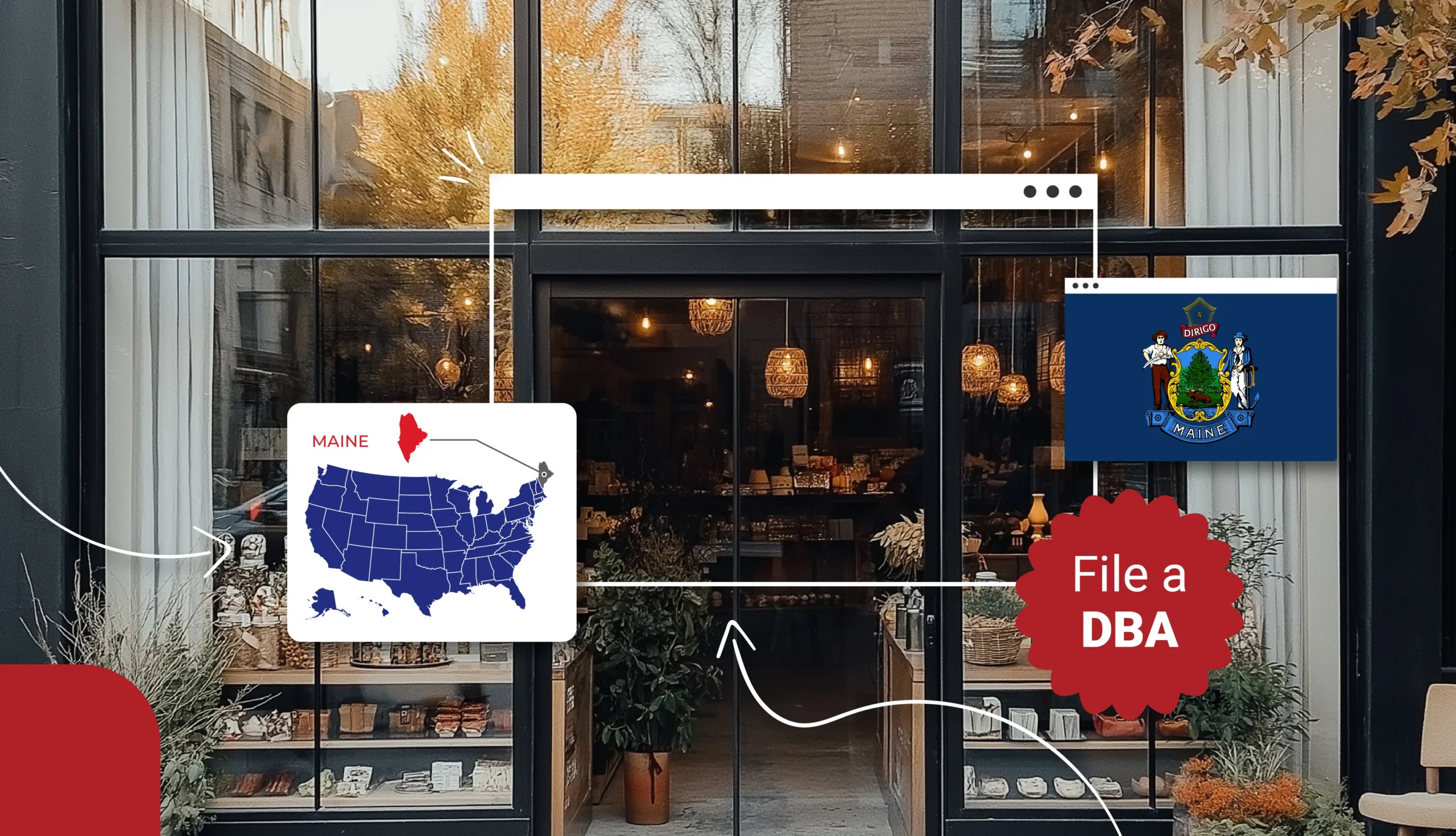 A restaurant in Maine states map file a DBA