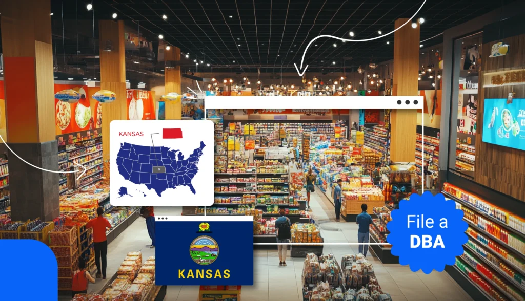 Big grocery store in Kansas US states map fiel a DBA