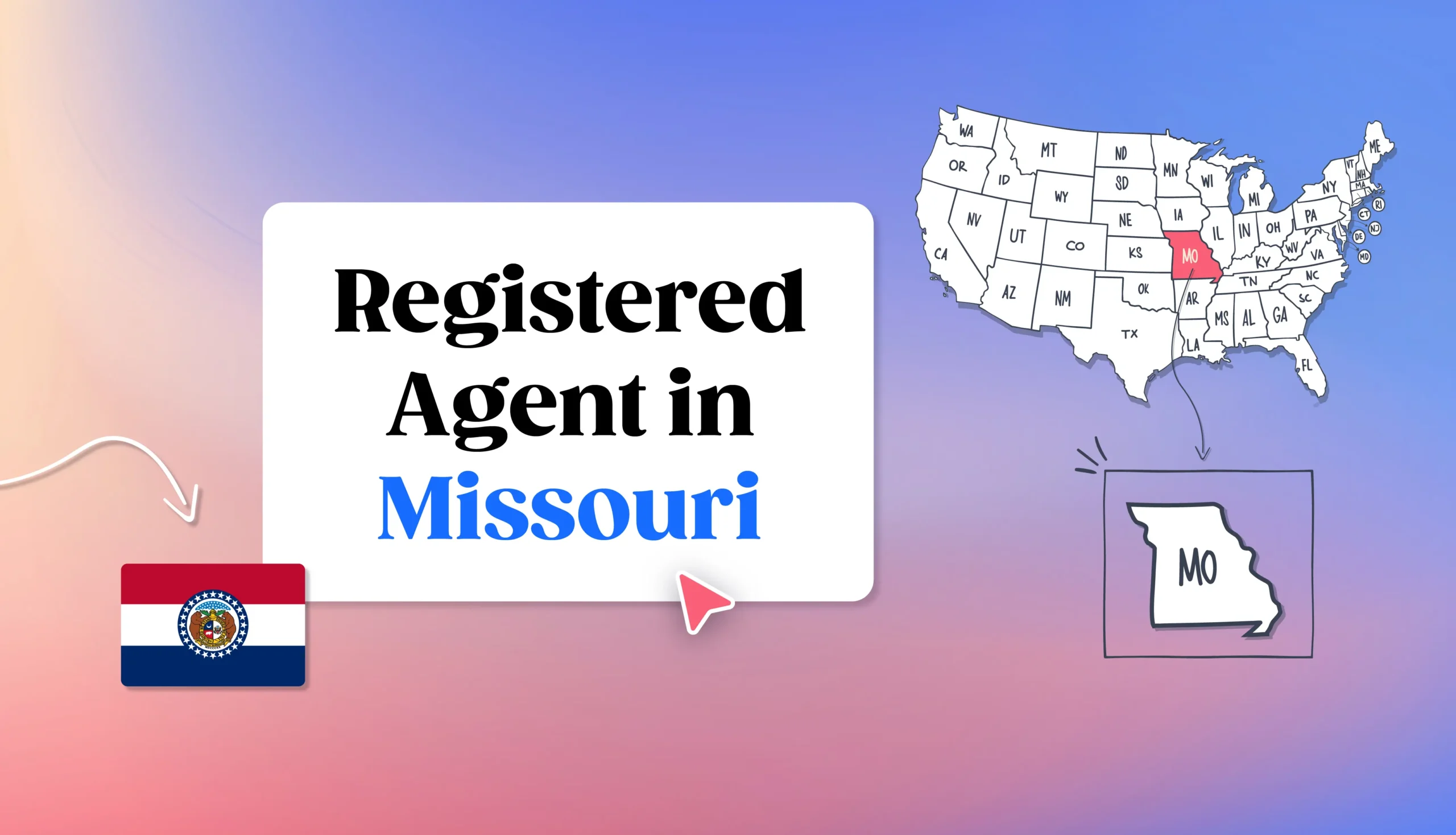 Missouri map states map registered agent in Missouri