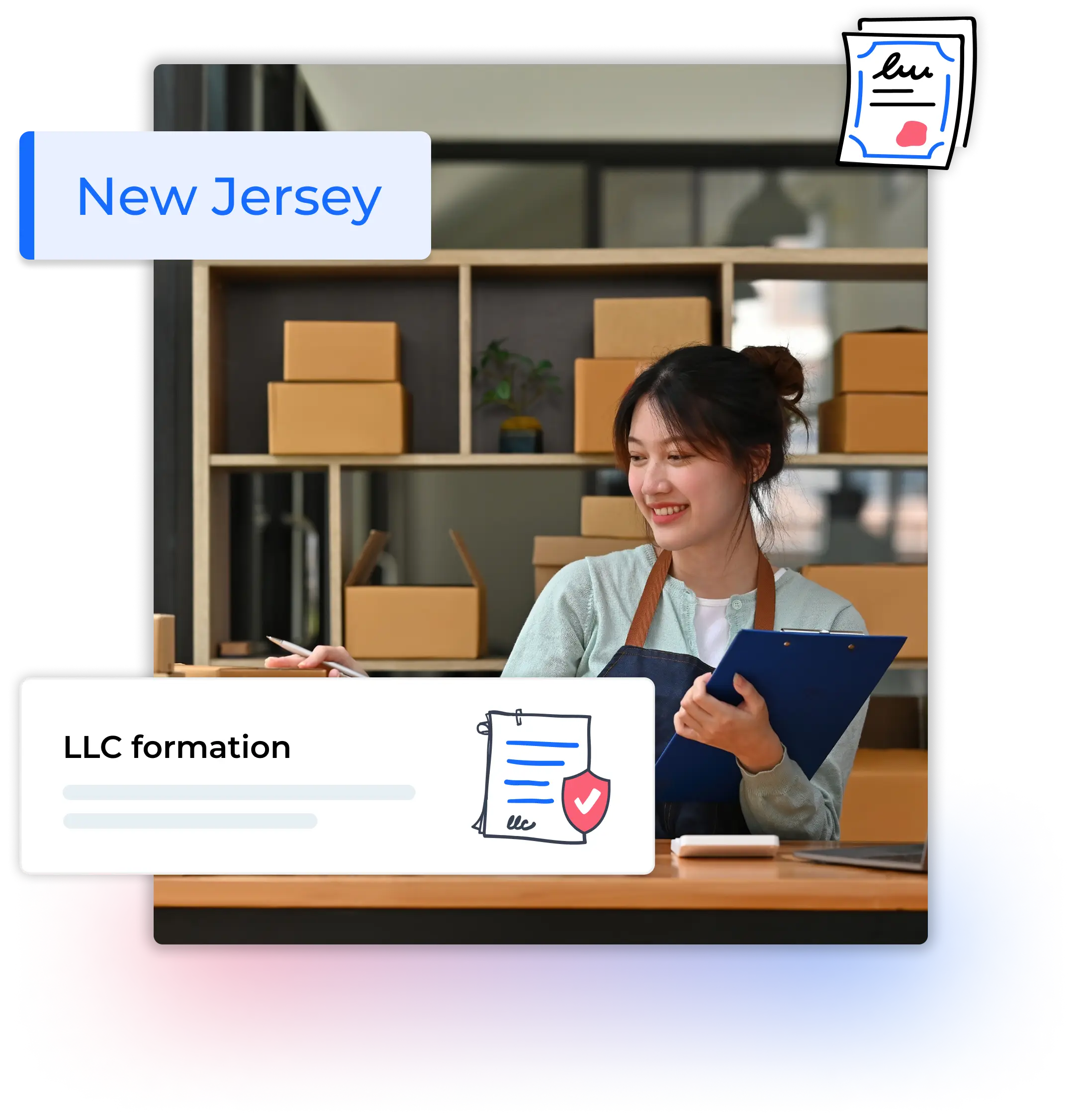 New Jersey LLC formation woman working in a store