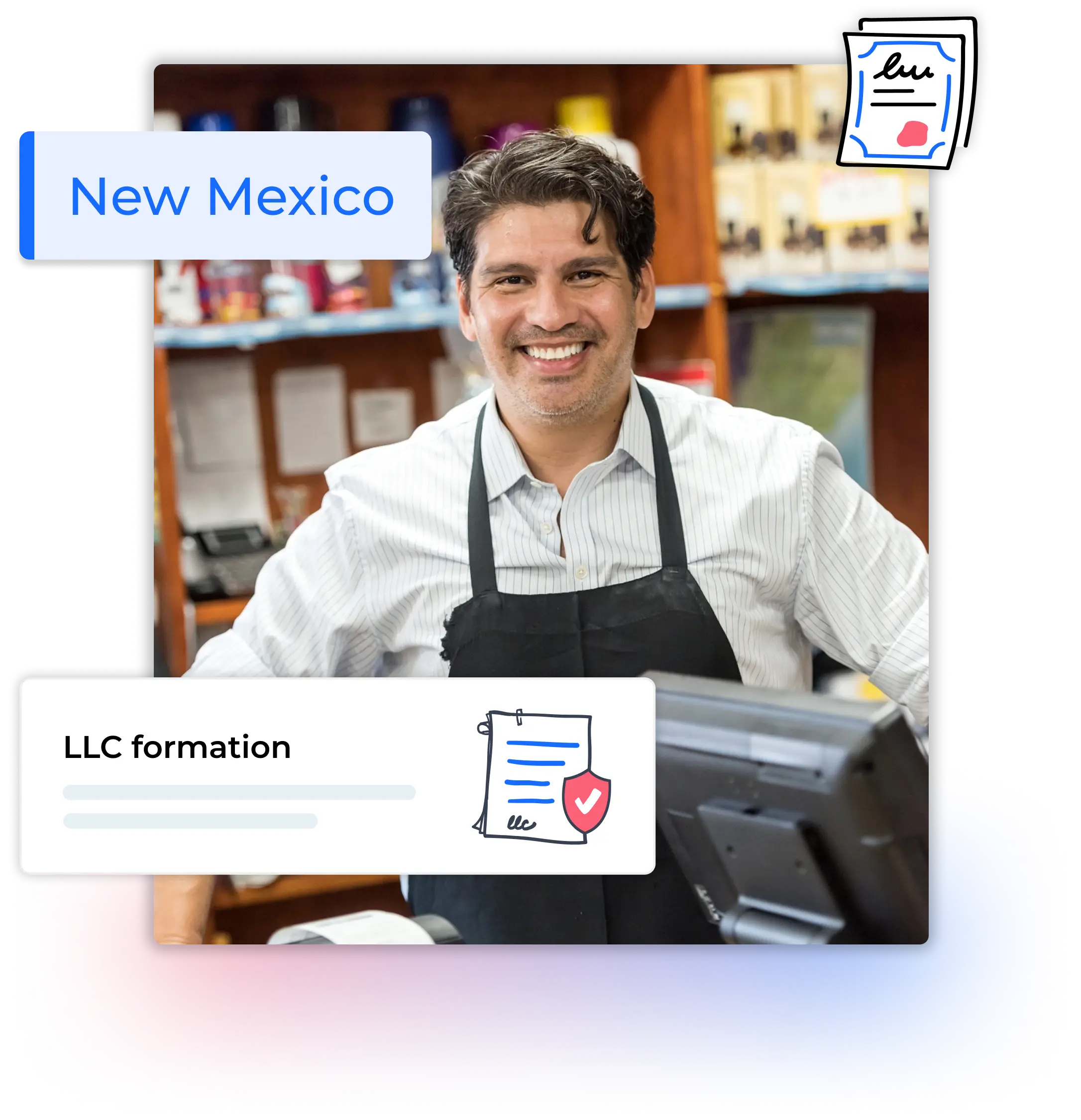 New Mexico LLC formation man in a store