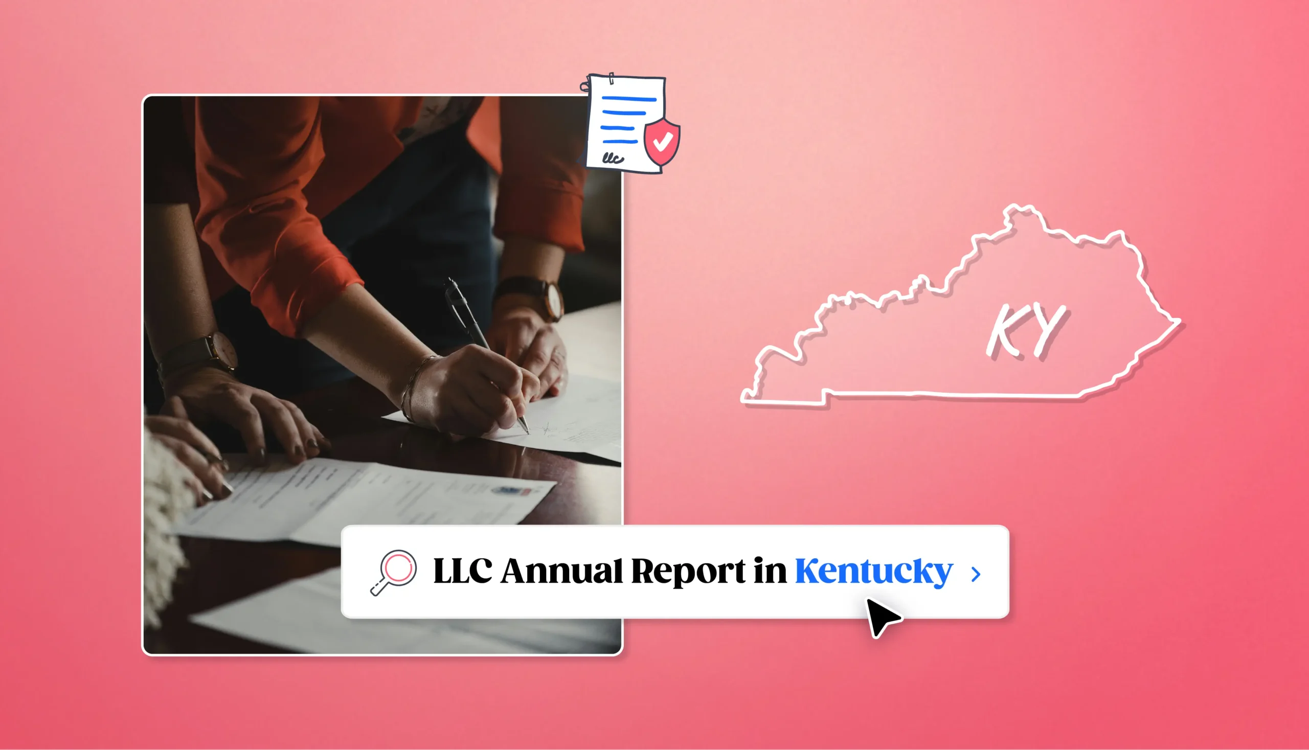 someone filing a form LLC annual report in Kentucky map of Kentucky