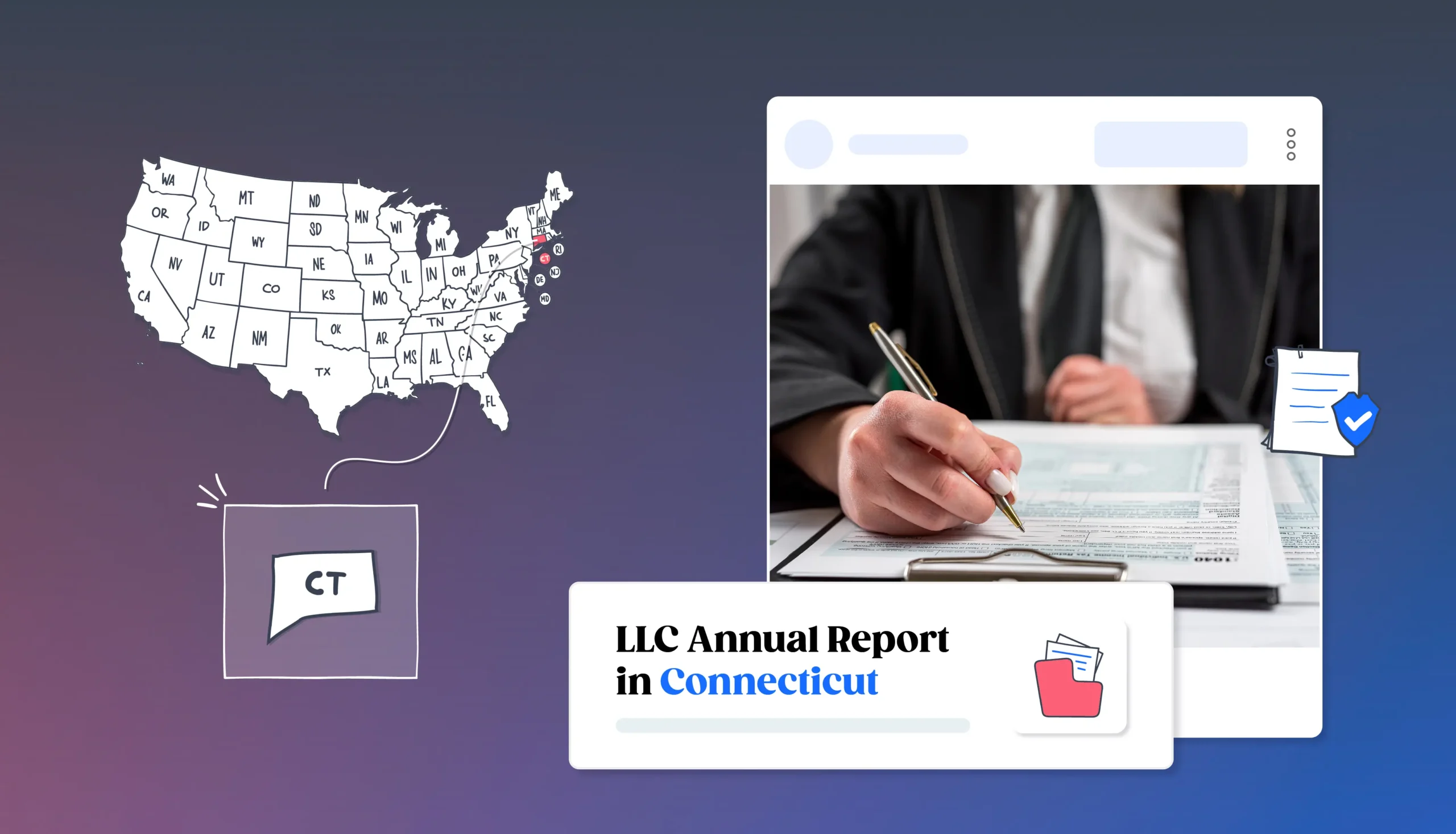 Connecticut LLC annual report states map